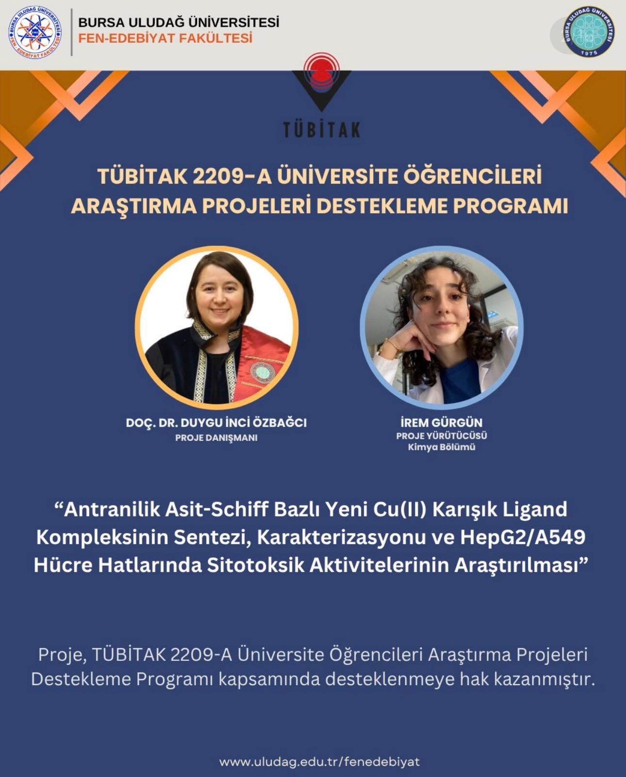 Bölümümüzden TÜBİTAK 2209-A/B Programında Başarı